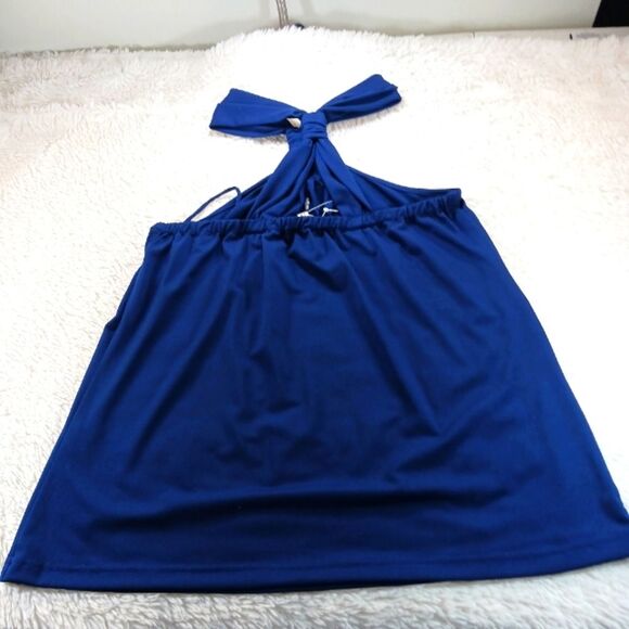 NWOT Joy Joy Elegant Navy Halter Top Womans Medium Flowy Comfort Trendy......... - Picture 11 of 11